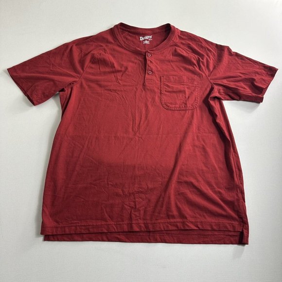 Duluth Trading Henley Relaxed Fit Long Tail Mens Size Large Long SLeeve Red - Picture 1 of 9
